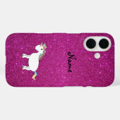 Personalisierter Name Einhorn Rosa Glitzer Case-Mate iPhone Hülle (Rückseite (Horizontal))