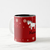 Personalisierter Name Einhorn-Schneeflocken Zweifarbige Tasse (Vorderseite Links)