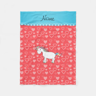 Personalisierter Name einhornte rote Herzen Fleecedecke