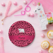 Personalisierter Name Eisbär Rosa Leoparden Pappteller (Party)