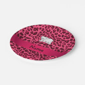 Personalisierter Name Eisbär Rosa Leoparden Pappteller (Schrägansicht)