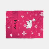 Personalisierter Name Eisbär Rosa Schneeflocken Fleecedecke (Vorderseite (Horizontal))