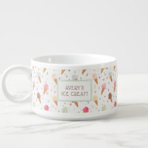 Personalisierter Name Eiscreme Schüssel mit Kegeln