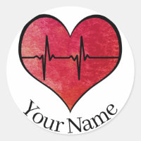 Personalisierter Name EKG Red — Wasserfarbenherz