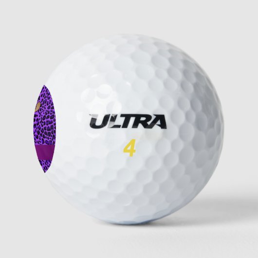 Personalisierter Name Elch lila Leopardendruck Golfball (Logo)