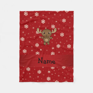 Personalisierter Name Elche Schneeflocken Fleecedecke