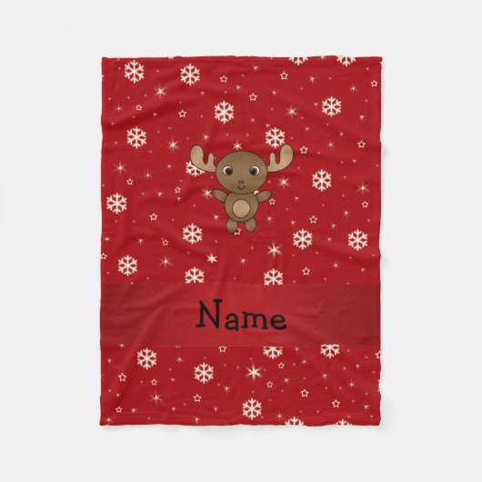 Personalisierter Name Elche Schneeflocken Fleecedecke (Vorderseite)