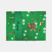 Personalisierter Name Elche Weihnachtsmuster Fleecedecke (Vorderseite (Horizontal))
