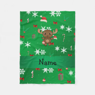 Personalisierter Name Elche Weihnachtsmuster Fleecedecke