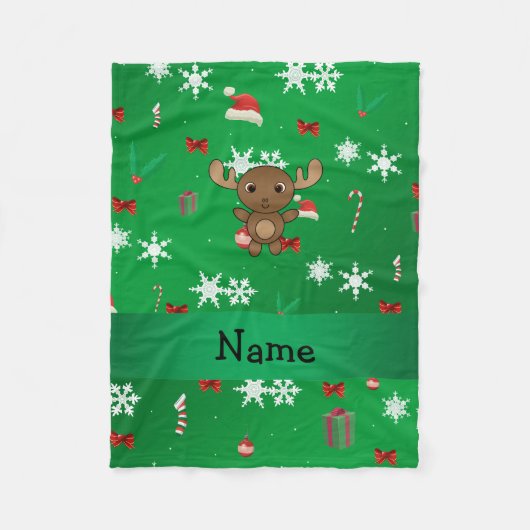 Personalisierter Name Elche Weihnachtsmuster Fleecedecke (Vorderseite)