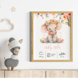Personalisierter Name Elefantenkunst Kinderzimmer Poster