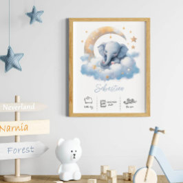 Personalisierter Name Elefantenkunst Kinderzimmer Poster