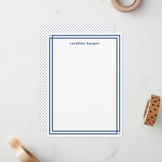 Personalisierter Name Eleganavy und White Custom Mitteilungskarte (Vorderseite/Rückseite Beispiel)