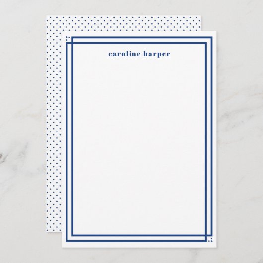 Personalisierter Name Eleganavy und White Custom Mitteilungskarte (Vorne/Hinten)