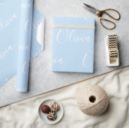 Personalisierter Name Elegant Blau Modern Geschenkpapier