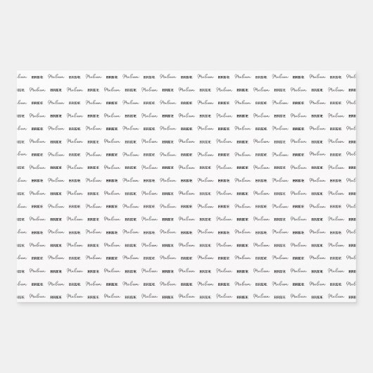 Personalisierter Name Elegant Bridge to be White Geschenkpapier Set (Vorderseite 2)