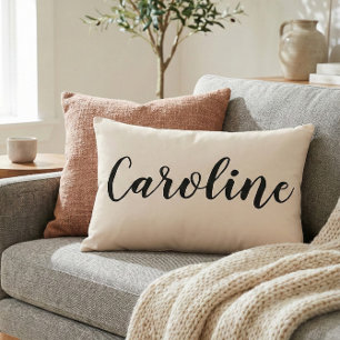 Personalisierter Name Elegant Creme Minimalistisch Dekokissen