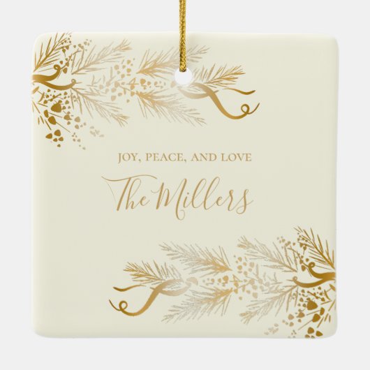 Personalisierter Name Elegant Einzigartig Frohe We Keramikornament (Rückseite)