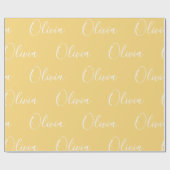 Personalisierter Name Elegant Gelb Modern Geschenkpapier (Flach)