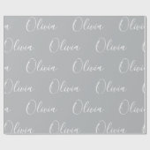 Personalisierter Name Elegant Grau Modern Geschenkpapier (Flach)