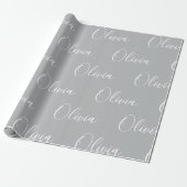 Personalisierter Name Elegant Grau Modern Geschenkpapier (Ungerollt)
