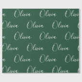 Personalisierter Name Elegant Grün Modern Geschenkpapier (Flach)