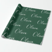 Personalisierter Name Elegant Grün Modern Geschenkpapier (Ungerollt)