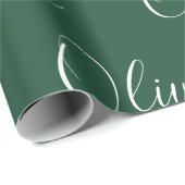 Personalisierter Name Elegant Grün Modern Geschenkpapier (Rolleneckpunkt)