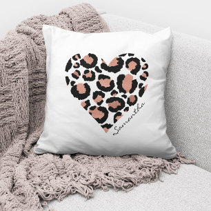 Personalisierter Name Elegant Leopard Herz Kissen