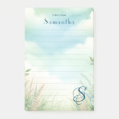 Personalisierter Name Elegant Monogram Lined Post-it Klebezettel (Vorderseite)