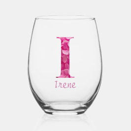 Personalisierter Name Elegant Pink Floral Monogram Weinglas Ohne Stiel