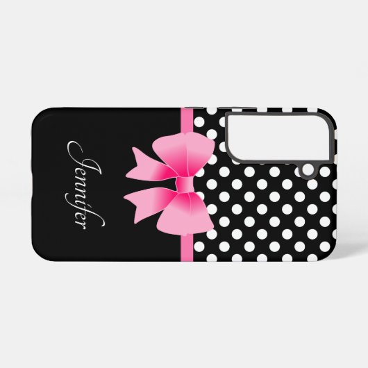 Personalisierter Name Elegant Rosa Bow Samsung Galaxy Hülle (Rückseite (Horizontal))