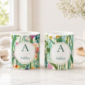 Personalisierter Name Elegante Blumenmuster Kaffeetasse