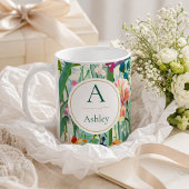 Personalisierter Name Elegante Blumenmuster Kaffeetasse