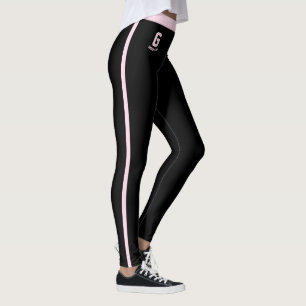 Personalisierter Name Elegante Frauen Schwarz Rosa Leggings