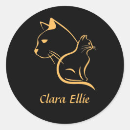Personalisierter Name - elegante Katze Runder Aufkleber
