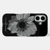 Personalisierter Name Elegante Schwarz-Weiß-Blume Case-Mate iPhone Hülle (Rückseite (Horizontal))