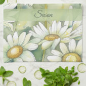 Personalisierter Name Elegante Wasserfarben-Blume Geschirrtuch (Gefaltet)