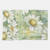 Personalisierter Name Elegante Wasserfarben-Blume Geschirrtuch (Horizontal)