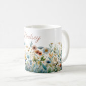 Personalisierter Name Elegantes Blumengeschenk Kaffeetasse (VorderseiteRechts)
