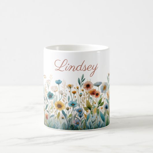 Personalisierter Name Elegantes Blumengeschenk Kaffeetasse (Mittel)