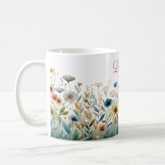 Personalisierter Name Elegantes Blumengeschenk Kaffeetasse (Links)