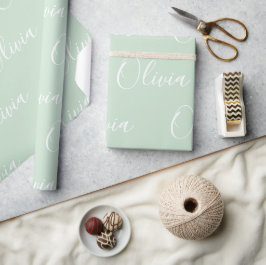 Personalisierter Name Elegantes Mintgrün Modern Geschenkpapier