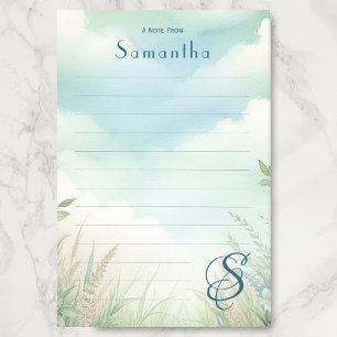 Personalisierter Name Elegantes Monogramm Liniiert Post-it Klebezettel