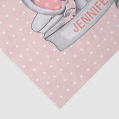 Personalisierter Name Elephant Baby Girl Pink & Gr Seidenpapier (Ausschnitt)
