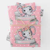 Personalisierter Name Elephant Baby Girl Pink Must Geschenkpapier Set (Beispiel)