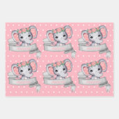 Personalisierter Name Elephant Baby Girl Pink Must Geschenkpapier Set (Vorderseite)