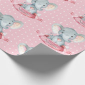 Personalisierter Name Elephant Baby Girl Pink und  Geschenkpapier (Ecke)