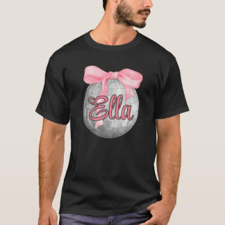 Personalisierter Name Ella Coquette Bow Pink Disco T-Shirt