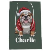 Personalisierter Name English Bulldog Dog Weihnach Mittlere Geschenktüte (Vorderseite)